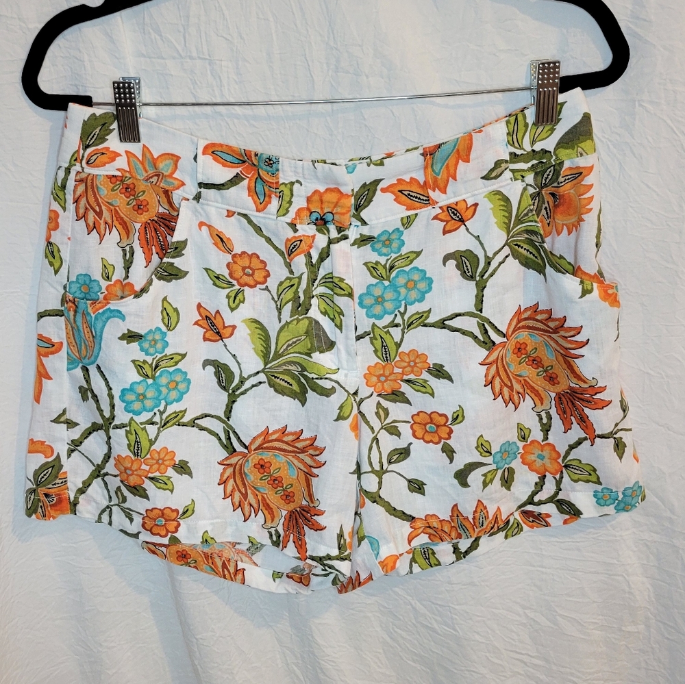 Tommy Bahama Vibrant Floral Print Linen Shorts - Size 6